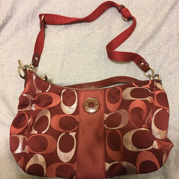 Coach Monogram Dark Red Purse - Picture 1 of 3